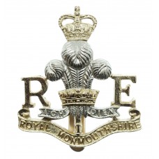 Royal Monmouthshire Royal Engineers Anodised (Staybrite) Cap Badge - Queen's Crown