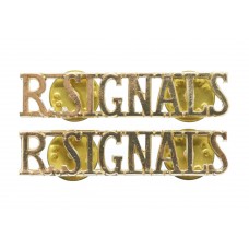 Pair of Royal Signals (R.SIGNALS) Anodised (Staybrite) Shoulder Titles