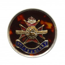 Notts & Derby Regiment (Sherwood Foresters) Mock Tortoiseshell & Silver Rim Sweetheart Brooch