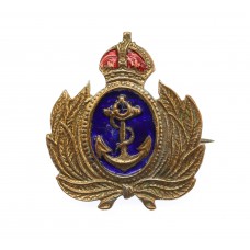 Royal Navy Brass & Enamel Sweetheart Brooch - King's Crown