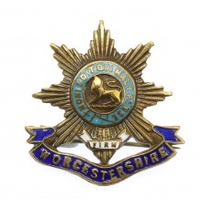 WWI Worcestershire Regiment Brass & Enamel Sweetheart Brooch