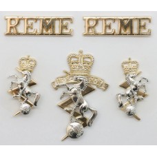 Royal Electrical & Mechanical Engineers (R.E.M.E.) Anodised (Staybrite) Badge Set 