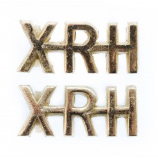 Pair of 10th Royal Hussars (XRH) Anodised (Staybrite) Shoulder Titles