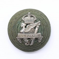 Royal Irish Rifles Officer's Green Cord Cap Boss Badge - King's Crown