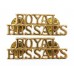 Pair of Royal Hussars (ROYAL/HUSSARS) Anodised (Staybrite) Shoulder Titles