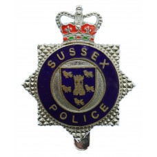 Sussex Police Enamelled Cap Badge - Queen's Crown
