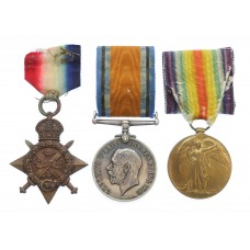 WW1 1914 Mons Star Prisoner of War Casualty Medal Trio - Pte. P. Cowell, 1st Bn. Northumberland Fusiliers - Died 26/08/1914 as a P.O.W. 