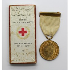 WW1 British Red Cross Society Medal for War Service 1914-1918 in Box of Issue - Mrs Annie McIntyre