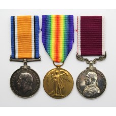 WW1 British War Medal, Victory Medal and Long Service & Good Conduct Medal Group of Three - B.Q.M.Sjt. D.H. Harrison, Royal Artillery