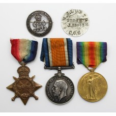 WW1 1914-15 Star Medal Trio and Silver War Badge - Sig. W.J. Luxton, Royal Navy