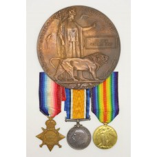 WW1 1914-15 Star Medal Trio and Memorial Plaque - Pte. G.W. Jary, 1st/6th Bn. Durham Light Infantry - K.I.A.