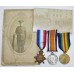 WW1 1914-15 Star Medal Trio - Pte. G. Davies, Notts & Derby Regiment (Sherwood Foresters) - Wounded