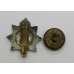 WW1 British War & Victory Medal Pair with Cap Badge & Button - Pte. T. Dewhurst, Devonshire Regiment