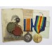 WW1 British War & Victory Medal Pair with Dog Tags and Postcards - Pte. E.J. Pratt, West Riding Regiment