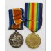 WW1 British War & Victory Medal Pair with Dog Tags and Postcards - Pte. E.J. Pratt, West Riding Regiment