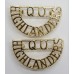 Pair of Queen's Own Highlanders (Q.O/HIGHLANDERS) Anodised (Staybrite) Shoulder Titles