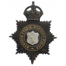 Merthyr Tydfil Borough Police Night Helmet Plate - King's Crown