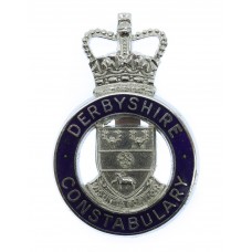 Derbyshire Constabulary Enamelled Cap Badge - Queen's Crown