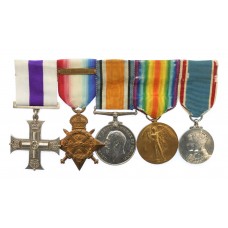 WW1 Military Cross, 1914 Mons Star (Clasp - 5th Aug. - 22nd Nov. 1914), British War Medal, Victory Medal & 1937 Coronation Medal Group of Five - Motor Cycle Corporal / Lieutenant A.E. Yapp, Royal Engineers & Royal Artillery