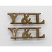 Pair of York & Lancaster Regiment (Y&L) Shoulder Titles