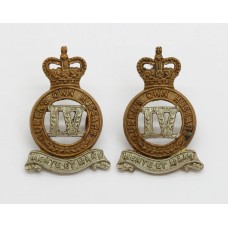 Pair of 4th Queen's Own Hussars Collar Badges - Queen's Crown