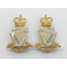 Pair of Royal Irish Rangers Officer's Collar Badges - Queen's Crown