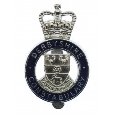 Derbyshire Constabulary Enamelled Cap Badge - Queen's Crown