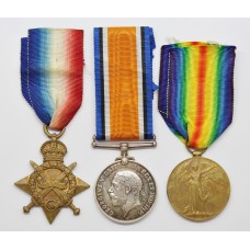 WW1 1914-15 Star, British War and Victory Medal Trio - A.W.O.II W. Morley. Notts & Derby Regiment (Sherwood Foresters)