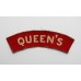 Queen's Royal West Surrey Regiment (QUEEN'S) WW2 Printed Shoulder Title