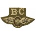 British Army Bren Carrier (B.C.) Winged Wheel Cloth Proficiency Arm Badge