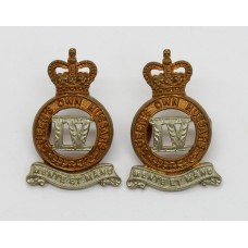 Pair of 4th Queen's Own Hussars Collar Badges - Queen's Crown