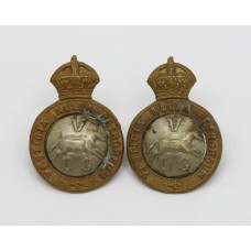 Pair of 5th Dragoon Guards Collar Badges - King's Crown