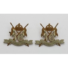 Pair of 16th/5th The Queen's Lancers Collar Badges - King's Crown