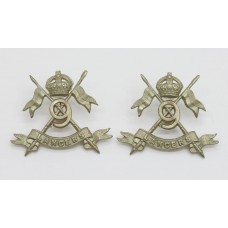 Pair of 9th Lancers Collar Badges - King's Crown