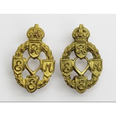 Pair of Royal Electrical & Mechanical Engineers (R.E.M.E.) Collar Badges - King's Crown (1st Pattern)