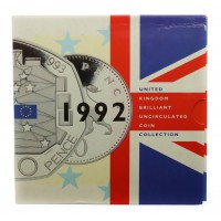 Royal Mint 1992 United Kingdom Brilliant Uncirculated Coin Collection with Rare Single European Market 50p Coin