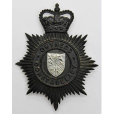 Gwynedd Constabulary Night Helmet Plate - Queens Crown