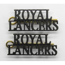 Pair of Royal Lancers (ROYAL/LANCERS) Officer's Bronzed Shoulder Titles