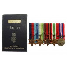 WW2 Merchant Navy Medal Group of Five with Certificate of Discharge Book - Radio Officer C.M. Wilcock, Merchant Navy