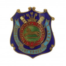 WWI West Yorkshire Regiment (Leeds Rifles) Blue Enamelled Shield Sweetheart Brooch