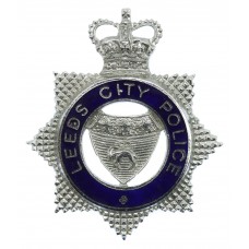 Leeds City Police Senior Officer's Enamelled Cap Badge - Queen' Crown