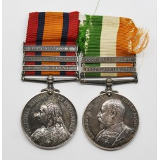 Queen's South Africa Medal (Clasps - Cape Colony, Orange Free State, Transvaal) & King's South Africa Medal (Clasps - South Africa 1901, South Africa 1902) - Tpr. T. Kiernan, City of London Imperial Volunteers & 80th (Sharpshooters) Coy. Imperial Yeomanry