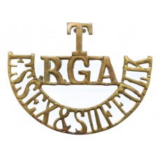 Rare Essex & Suffolk Territorials, Royal Garrison Artillery (T/R.G.A./ESSEX & SUFFOLK) Shoulder Title