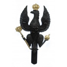 14th/20th King's Hussars Black Anodised (Staybrite) Cap Badge (Large Size)