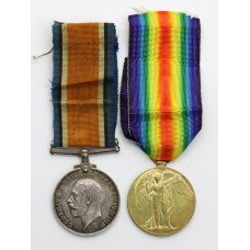 WW1 British War & Victory Medal Pair - Cpl. E. Houghton, Notts & Derby Regiment (Sherwood Foresters) - Wounded