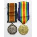 WW1 British War & Victory Medal Pair - Cpl. E. Houghton, Notts & Derby Regiment (Sherwood Foresters) - Wounded