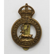 Hertfordshire Regiment Cap Badge - King's Crown