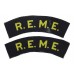Pair of Royal Electrical & Mechanical Engineers (R.E.M.E.) Printed Shoulder Titles