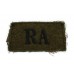 Royal Artillery (R.A.) WW2 Cloth Slip On Shoulder Title