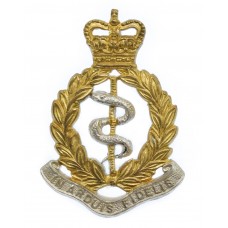 Royal Army Medical Corps (R.A.M.C.) Officer's Silvered & Gilt Cap Badge - Queen's Crown